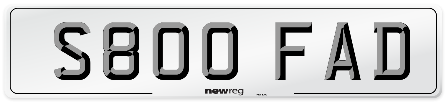 S800 FAD Number Plate from New Reg